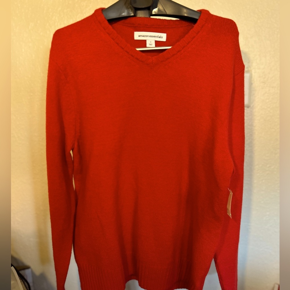 Amazon Essentials Men’s Red Sweater NWT